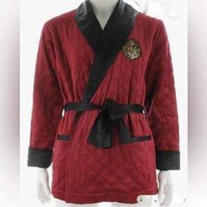Hogwash’s Harry Potter Red and Black Quilted Robe with Embroidered Crest